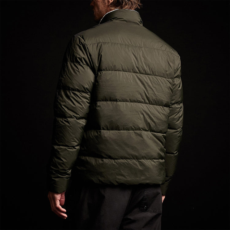 Side Stripe Down Funnel Jacket in Olive/Black | James Perse Los Angeles