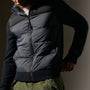 Two Tone Down Front Zip Up Sweater  in Black/Carbon/Coal | James Perse Los Angeles