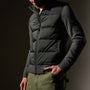 Two Tone Down Front Zip Up Sweater  in Black/Olive/Olive | James Perse Los Angeles