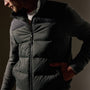 Two Tone Down Front Zip Up Sweater  in Black/Olive/Olive | James Perse Los Angeles