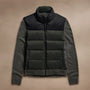 Two Tone Down Front Zip Up Sweater  in Black/Olive/Olive | James Perse Los Angeles