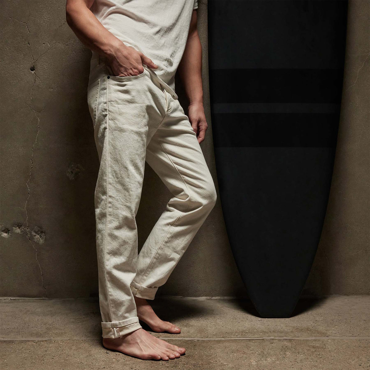 Selvedge Denim 5 Pocket Pant in Natural | James Perese Los Angeles