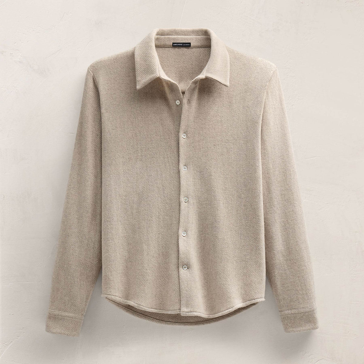 Wool Cashmere Twill Shirt in Flax | James Perse Los Angeles FLAT