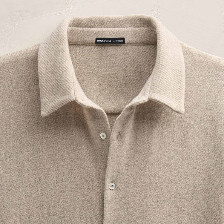 Wool Cashmere Twill Shirt in Flax | James Perse Los Angeles FLAT