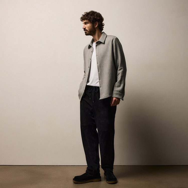 Wool Cashmere Twill Shirt in Heather Grey | James Perse Los Angeles