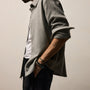 Wool Cashmere Twill Shirt in Heather Grey | James Perse Los Angeles
