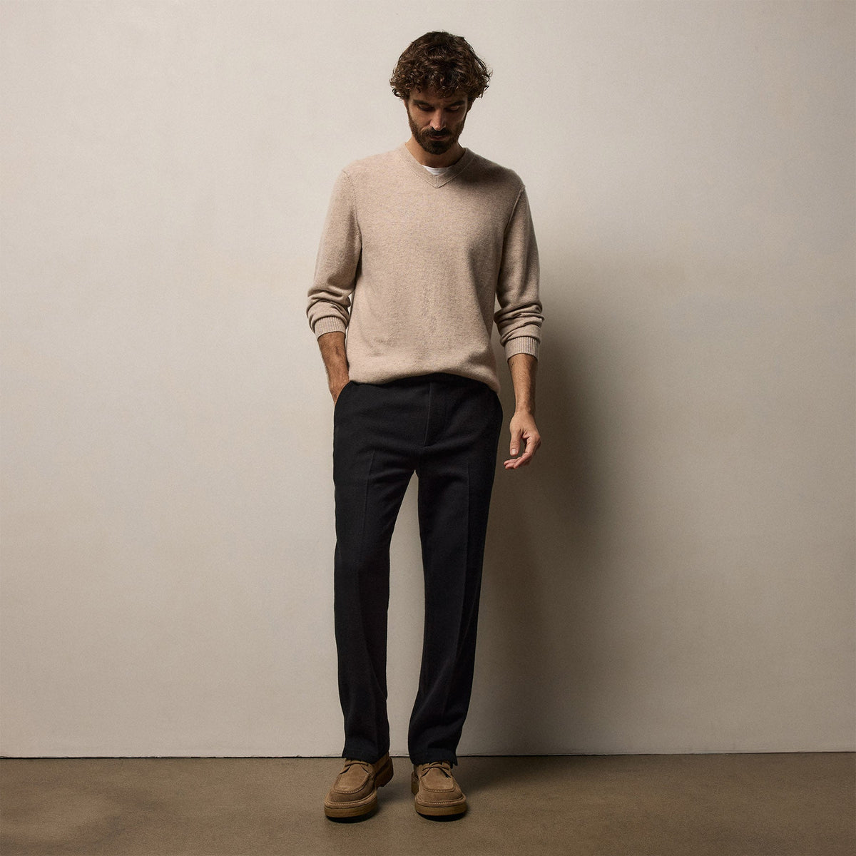 Wool Cashmere Flannel Pant in Black | James Perse Los Angeles