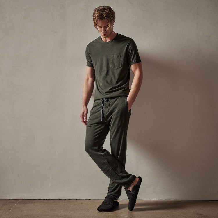 Vintage French Terry Sweatpant in Dark Olive Pigment | James Perse Los Angeles