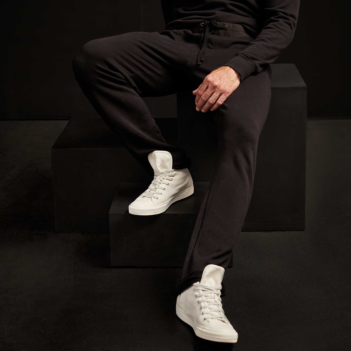 Vintage Fleece Contrast Waist Sweatpant - Black | James Perse Los Angeles
