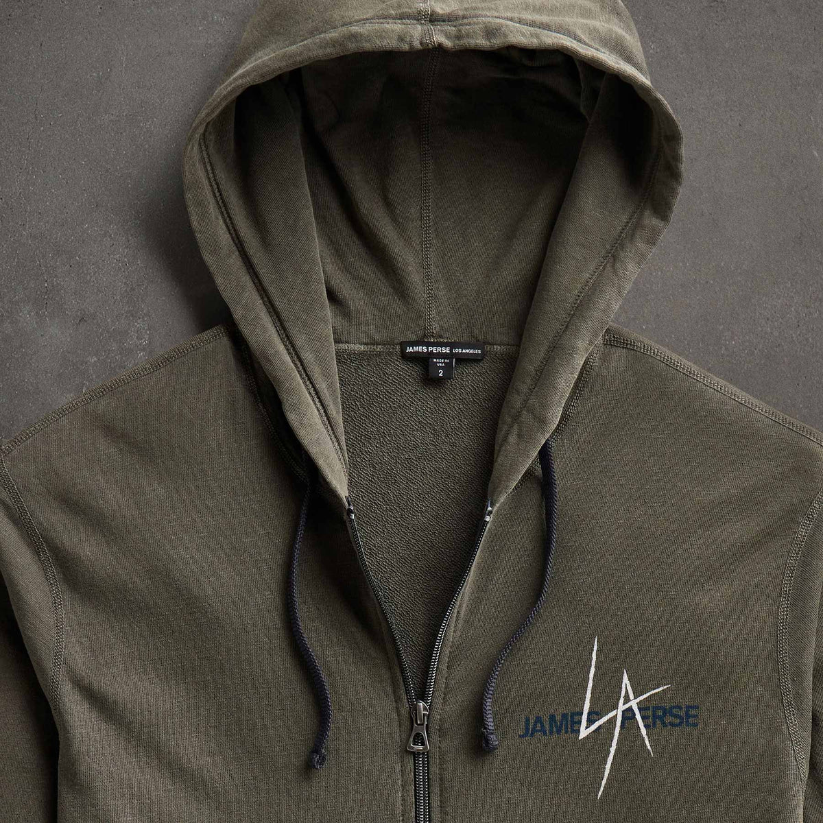 JP x LA in Zipup Hoodie in Platoon Pigment | James Perse Los Angeles