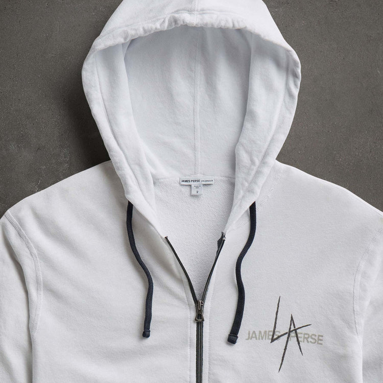 JP x LA in Zipup Hoodie in White | James Perse Los Angeles
