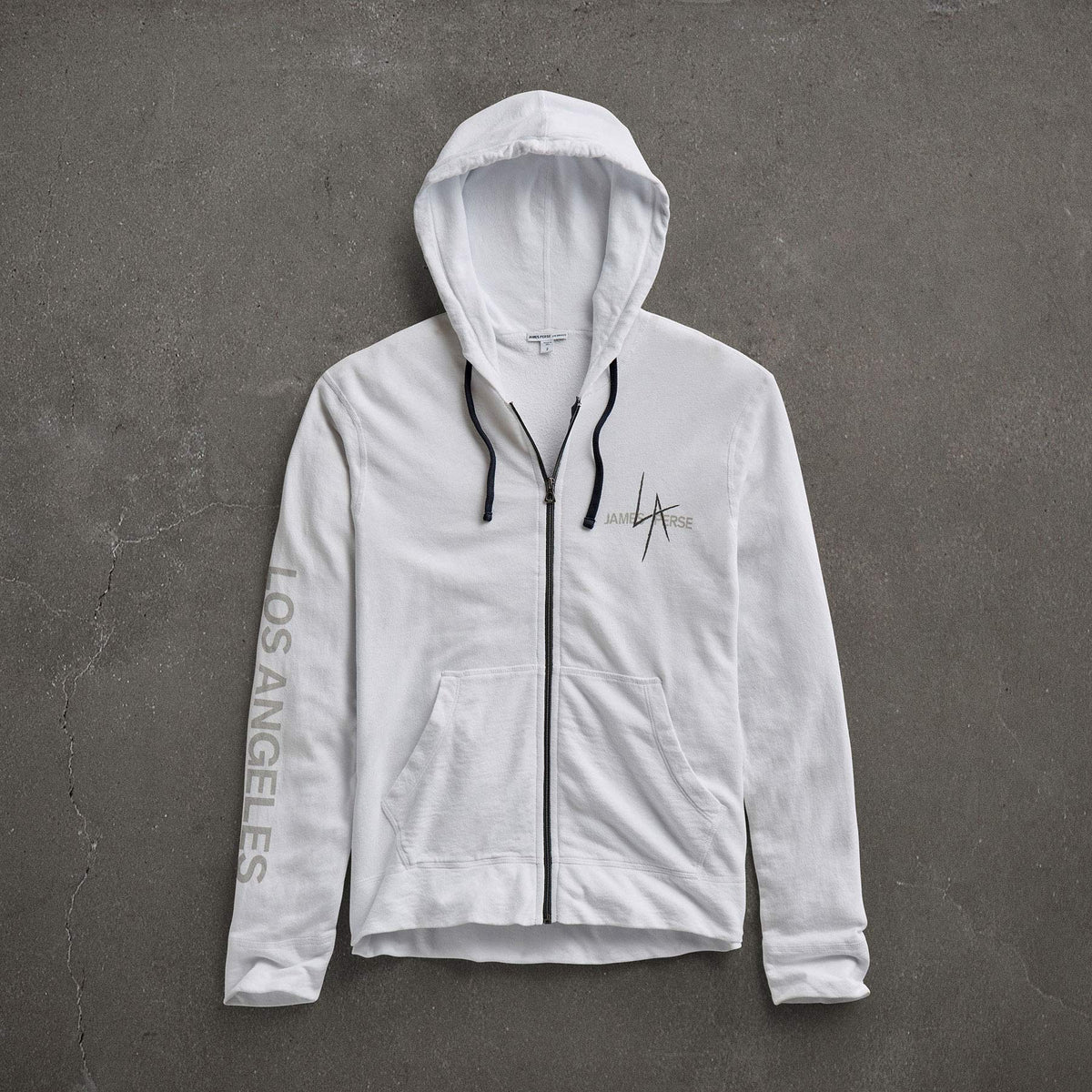 JP x LA in Zipup Hoodie in White | James Perse Los Angeles
