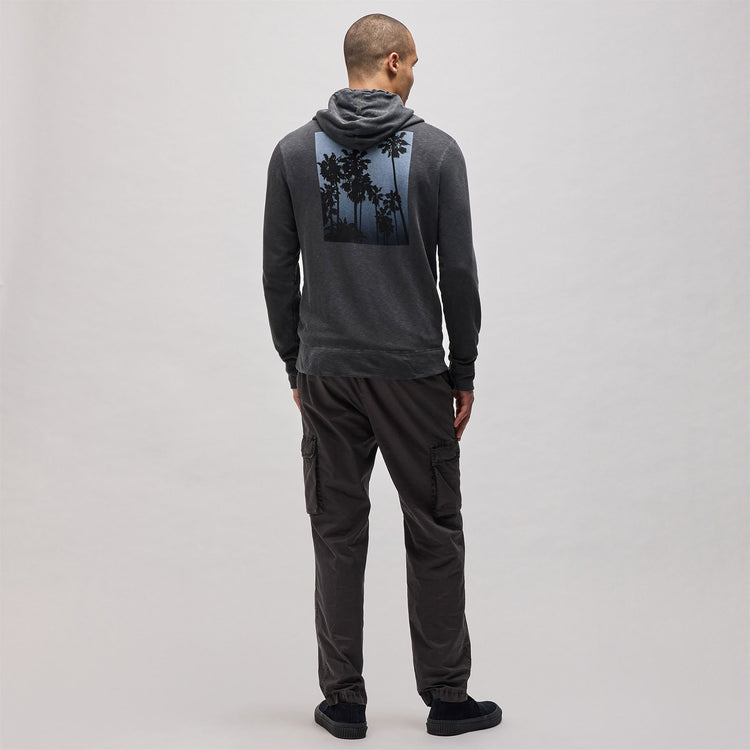 Graphic French Terry Zip Up in Carbon Pigment/Blue | James Perse Los Angeles