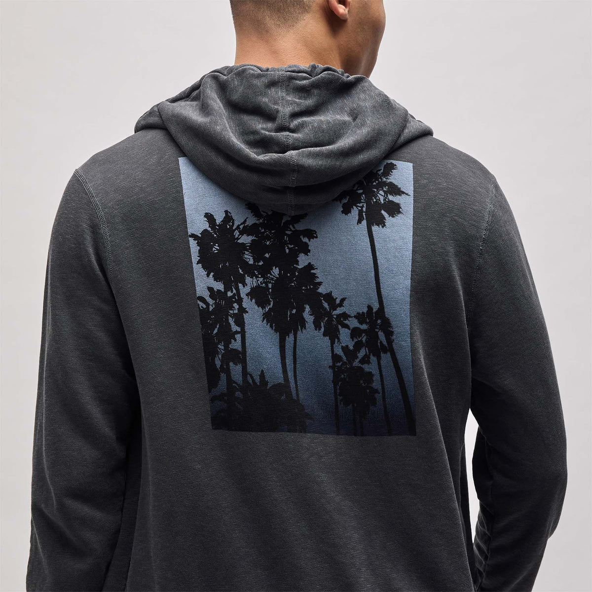 Graphic French Terry Zip Up in Carbon Pigment/Blue | James Perse Los Angeles