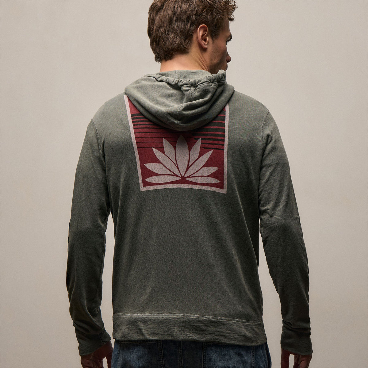 Vintage French Terry Lotus Sunset Hoodie - Jungle Pigment
