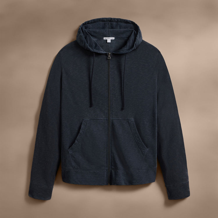 Vintage French Terry Zip Up Hoodie in Blue Noir Pigment | James Perse Los Angeles