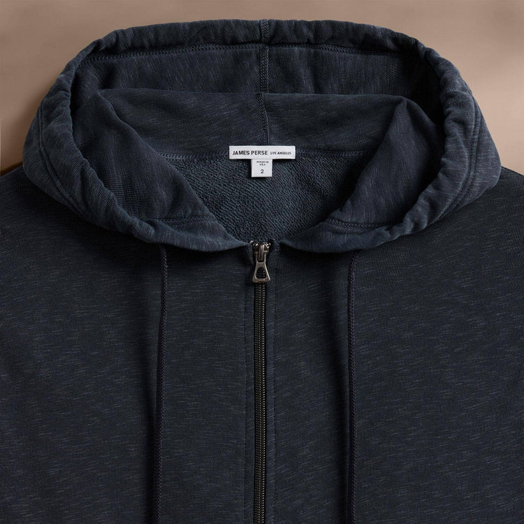 Vintage French Terry Zip Up Hoodie in Blue Noir Pigment | James Perse Los Angeles