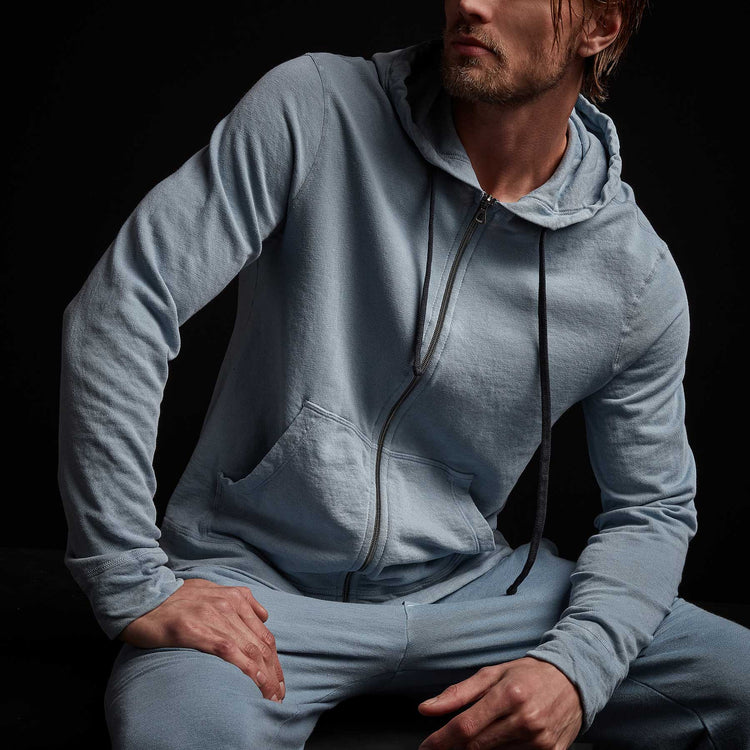 Vintage French Terry Zip Up Hoody - Bluestone Pigment | James Perse Los Angeles