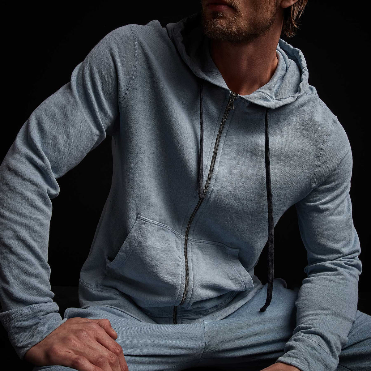 Vintage French Terry Zip Up Hoody - Bluestone Pigment | James Perse Los Angeles