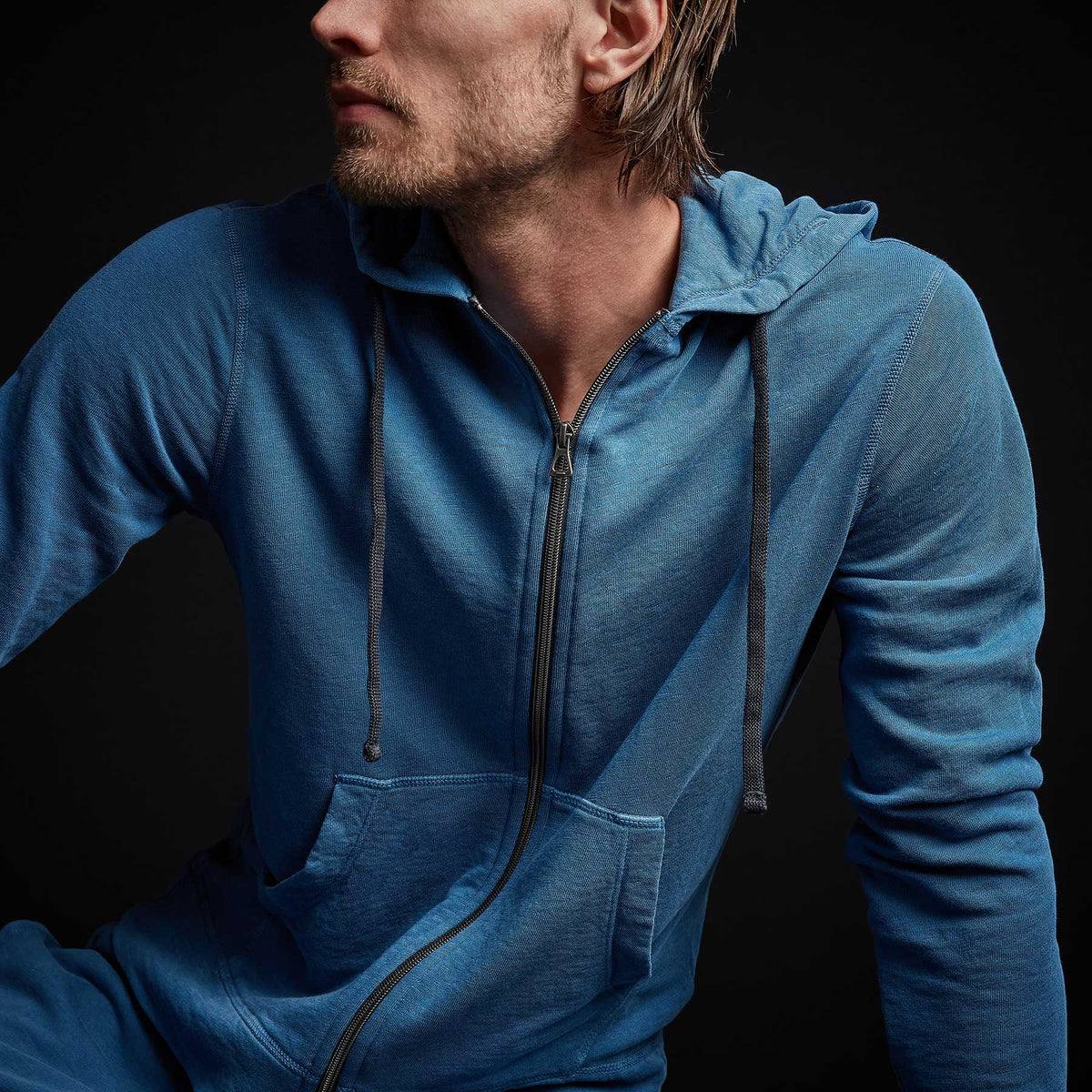 Vintage French Terry Zip Up Hoody in Bolt Pigment | James Perse Los Angeles