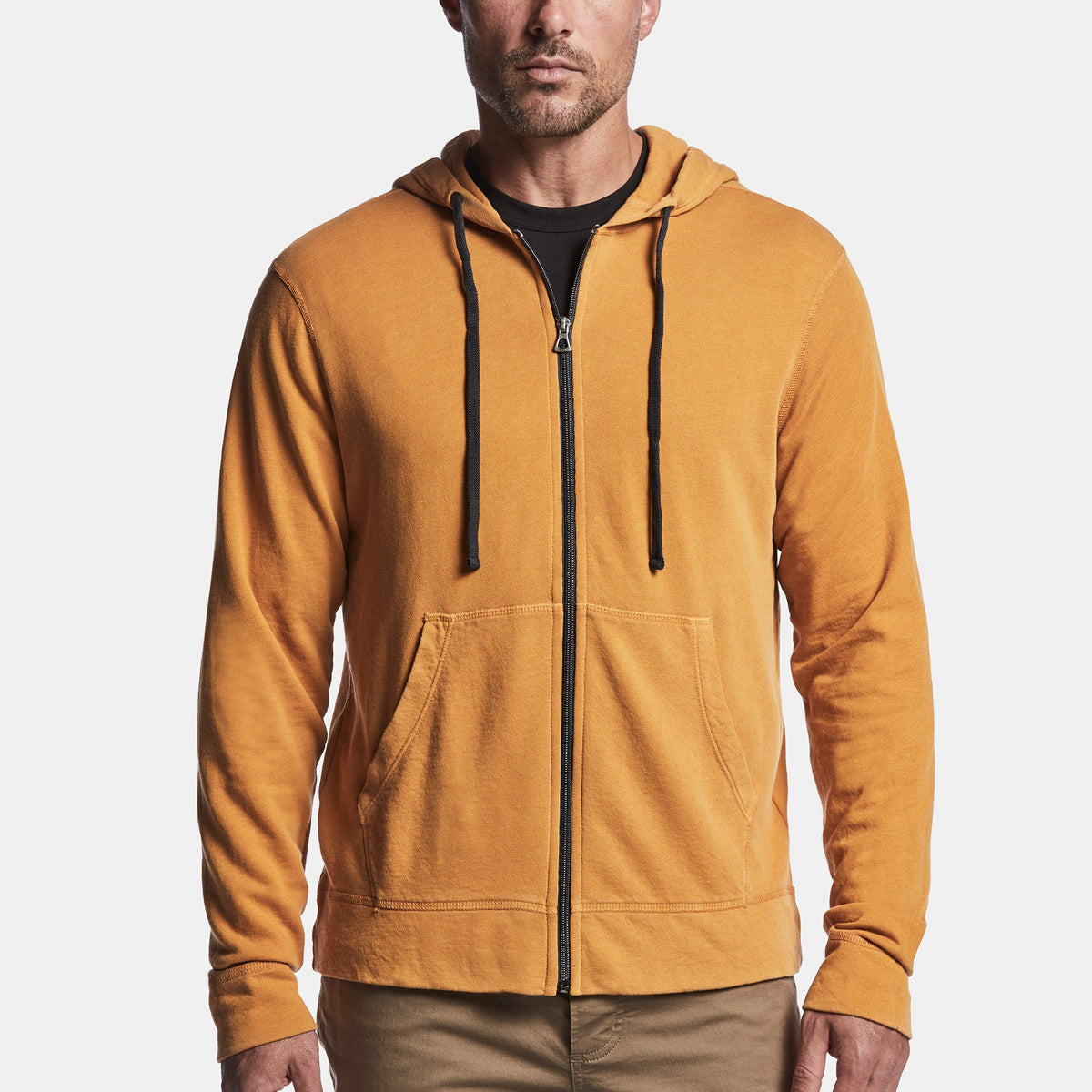 Vintage French Terry Zip Up Hoody in Brass Pigment | James Perse Los Angeles
