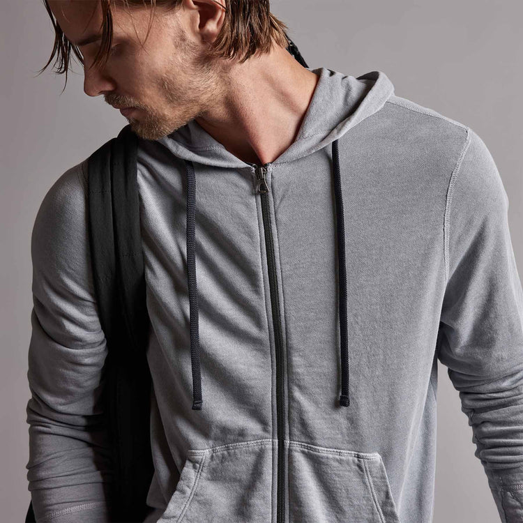 Vintage French Terry Zip Up Hoody in Breeze Pigment | James Perse Los Angeles