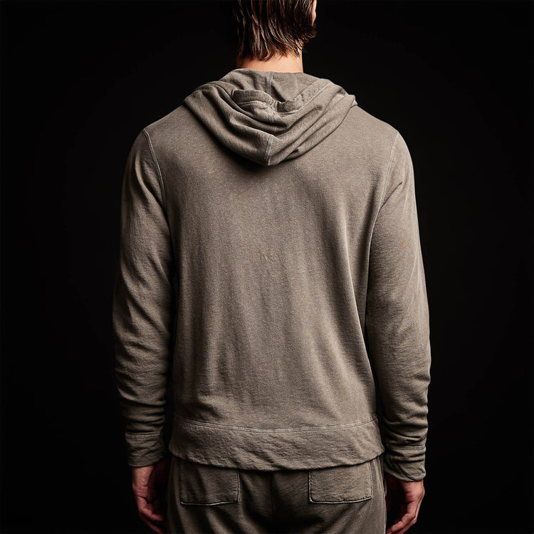Vintage French Terry Zip Up Hoodiein Burro Pigment | James Perse Los Angeles