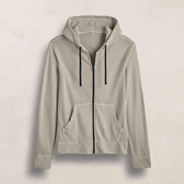 Vintage French Terry Zip Up Hoodie in Concrete Pigment | James Perse Los Angeles