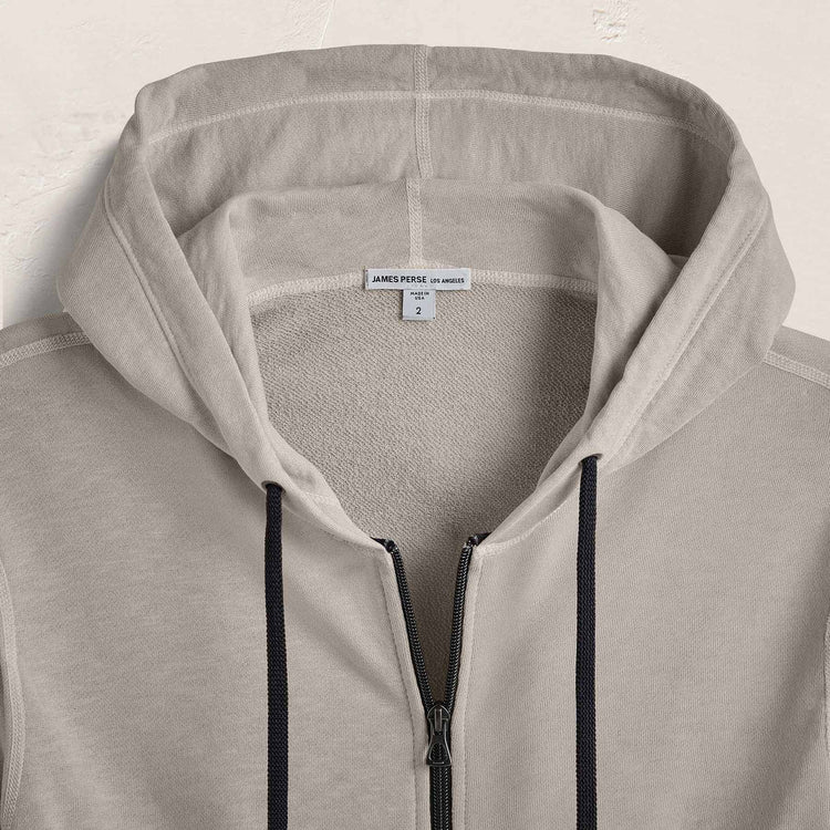 Vintage French Terry Zip Up Hoodie in Concrete Pigment | James Perse Los Angeles