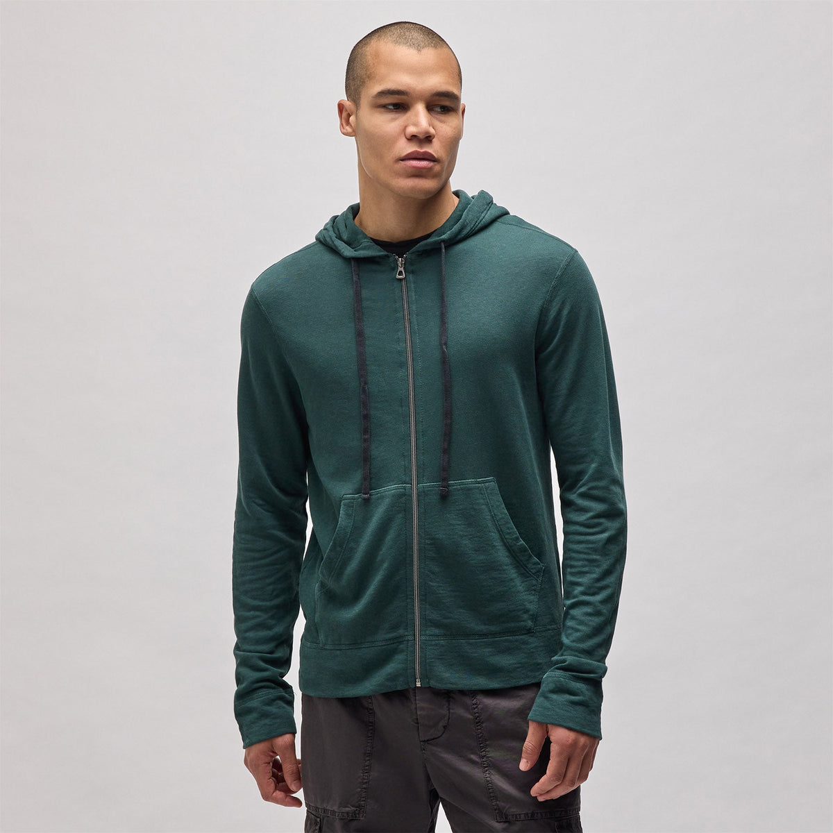 Vintage French Terry Zip Up Hoodie in Canopy Pigment | James Perse Los Angeles