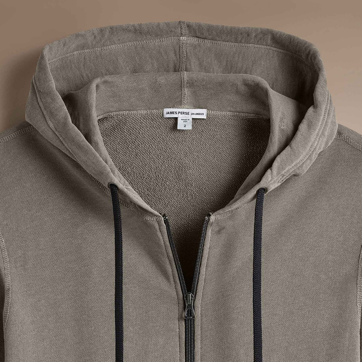 Vintage French Terry Zip Up Hoodie in Coyote Pigment | James Perse Los Angeles