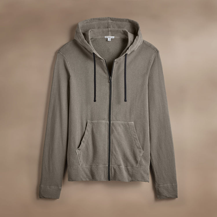 Vintage French Terry Zip Up Hoodie in Coyote Pigment | James Perse Los Angeles