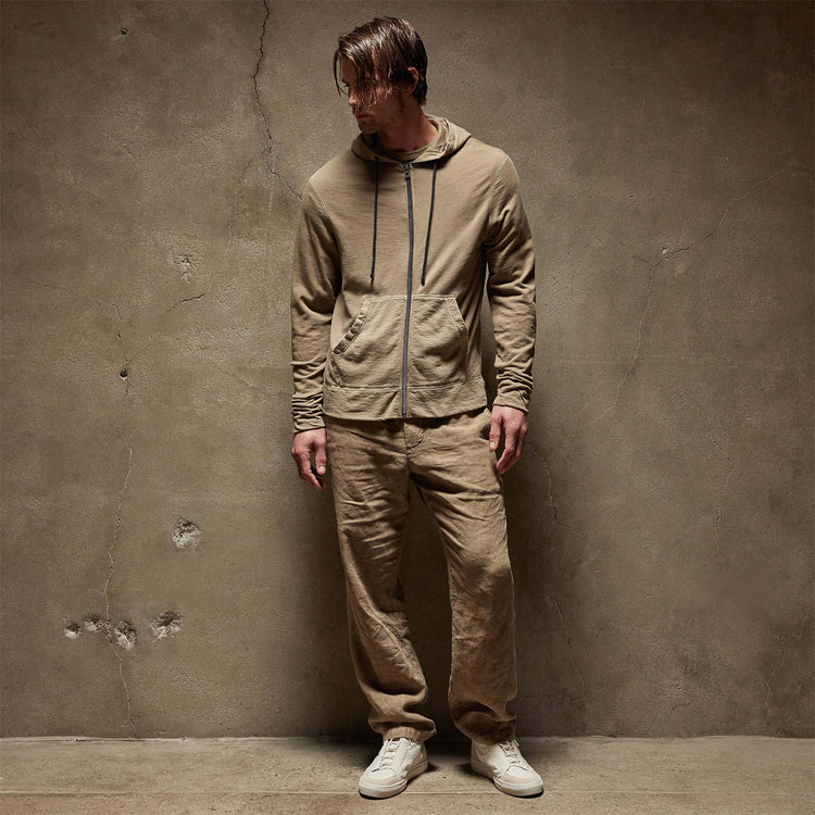 Vintage French Terry Zip Up Hoodie in Cashew Pigment | James Perse Los Angeles