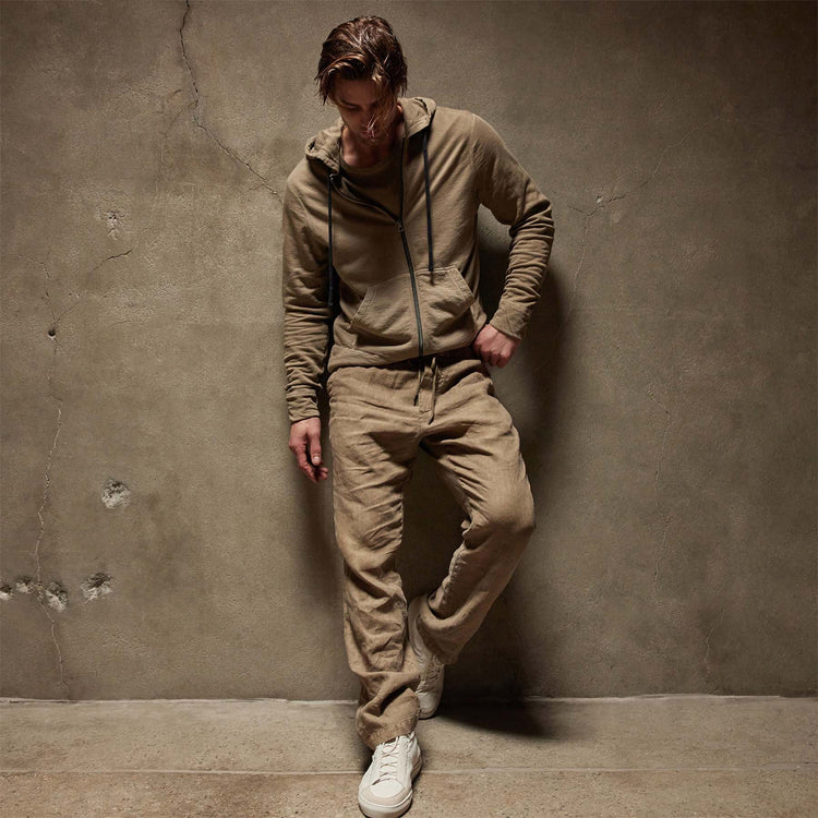 Vintage French Terry Zip Up Hoodie in Cashew Pigment | James Perse Los Angeles