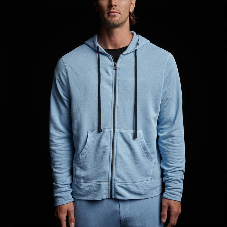 Vintage French Terry Zip Up Hoodiein Delta Pigment | James Perse Los Angeles
