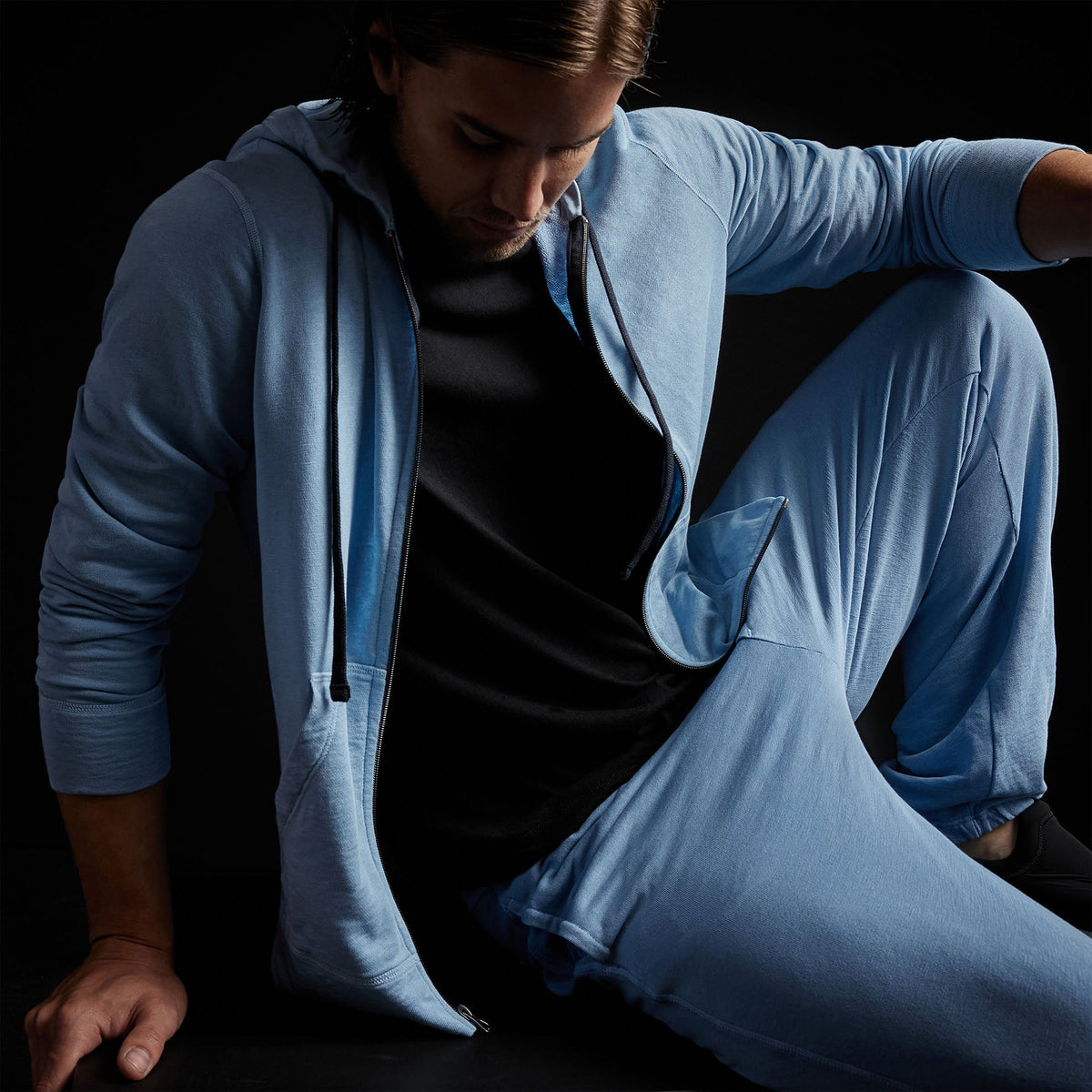 Vintage French Terry Zip Up Hoodiein Delta Pigment | James Perse Los Angeles