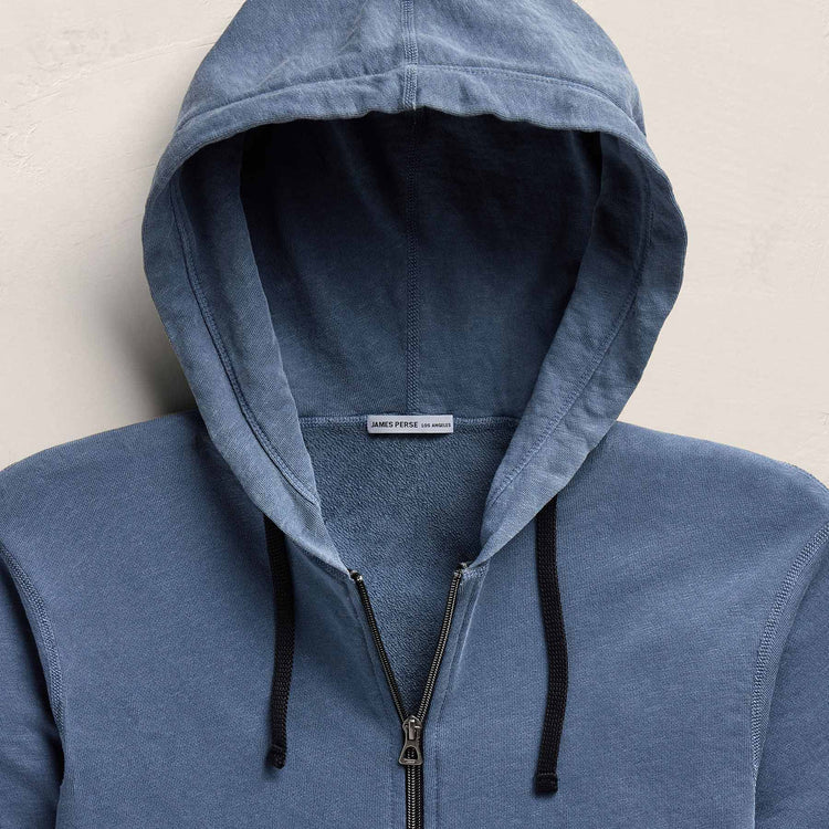 Vintage French Terry Zip Up Hoodie in Danube Pigment | James Perse Los Angeles