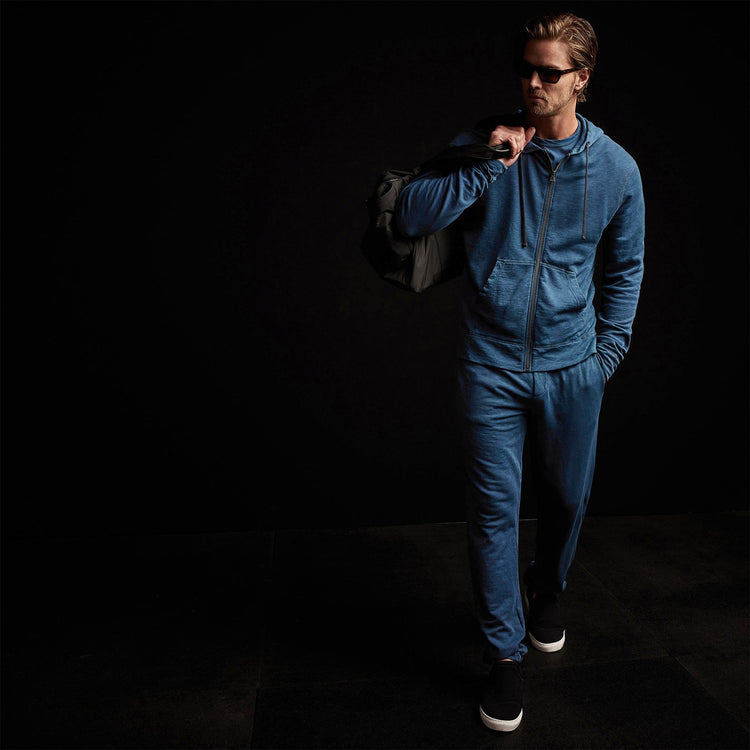 Vintage French Terry Zip Up Hoodie in Lake Pigment | James Perse Los Angeles