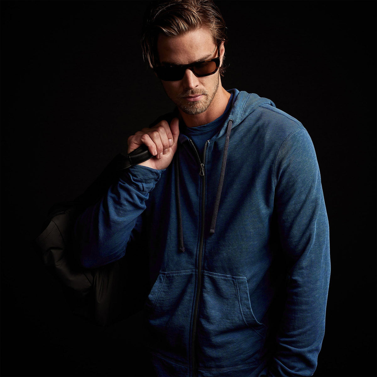 Vintage French Terry Zip Up Hoodie in Lake Pigment | James Perse Los Angeles