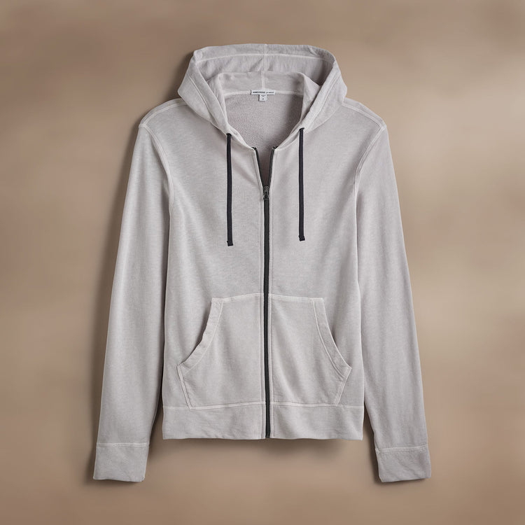 Vintage French Terry Zip Up Hoodie in Light Mist Pigment | James Perse Los Angeles