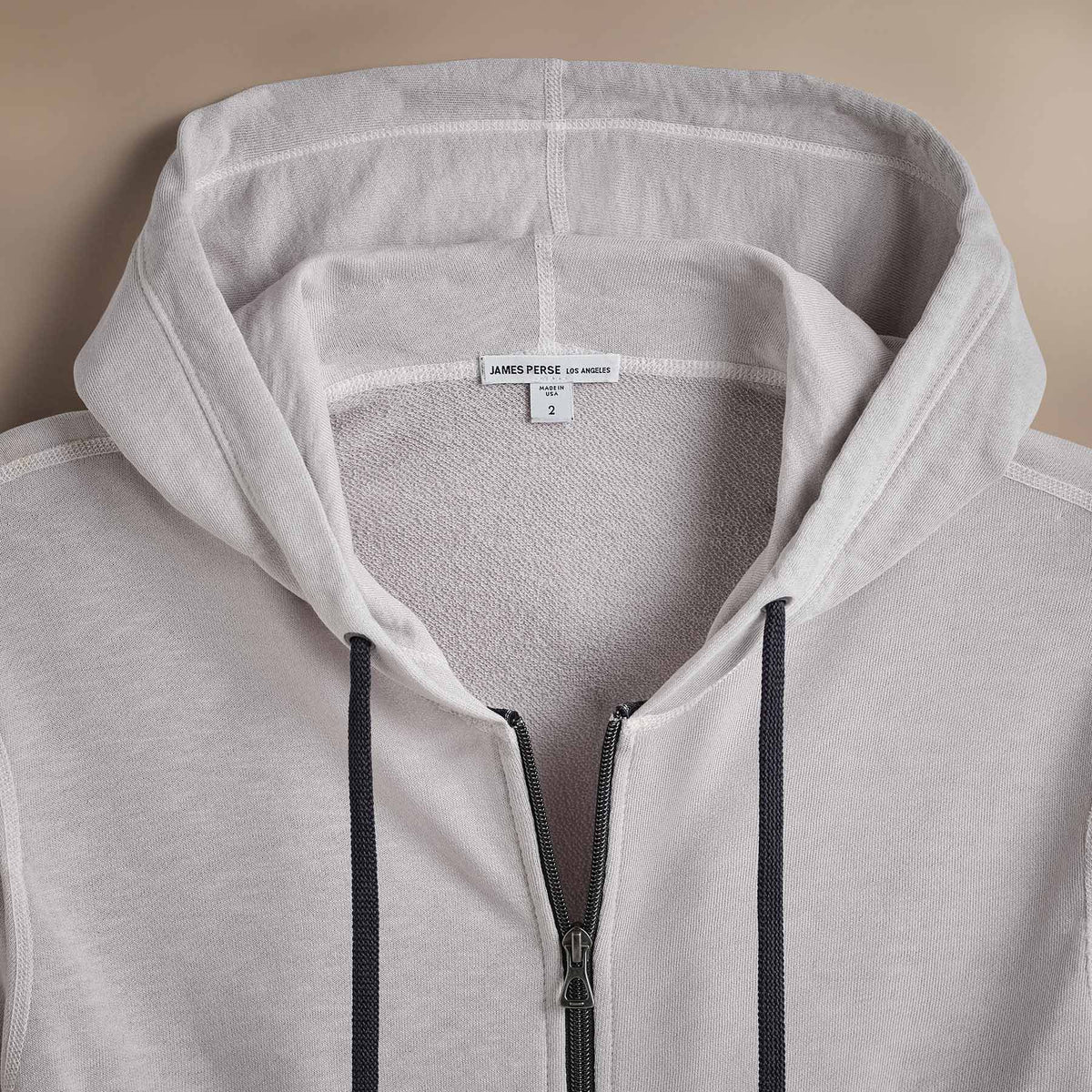 Vintage French Terry Zip Up Hoodie in Light Mist Pigment | James Perse Los Angeles