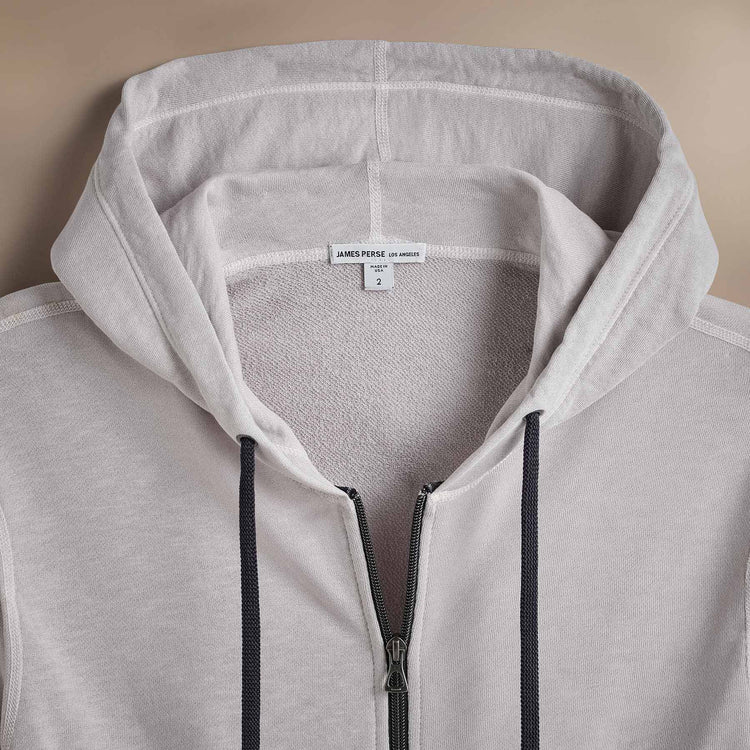 Vintage French Terry Zip Up Hoodie in Light Mist Pigment | James Perse Los Angeles