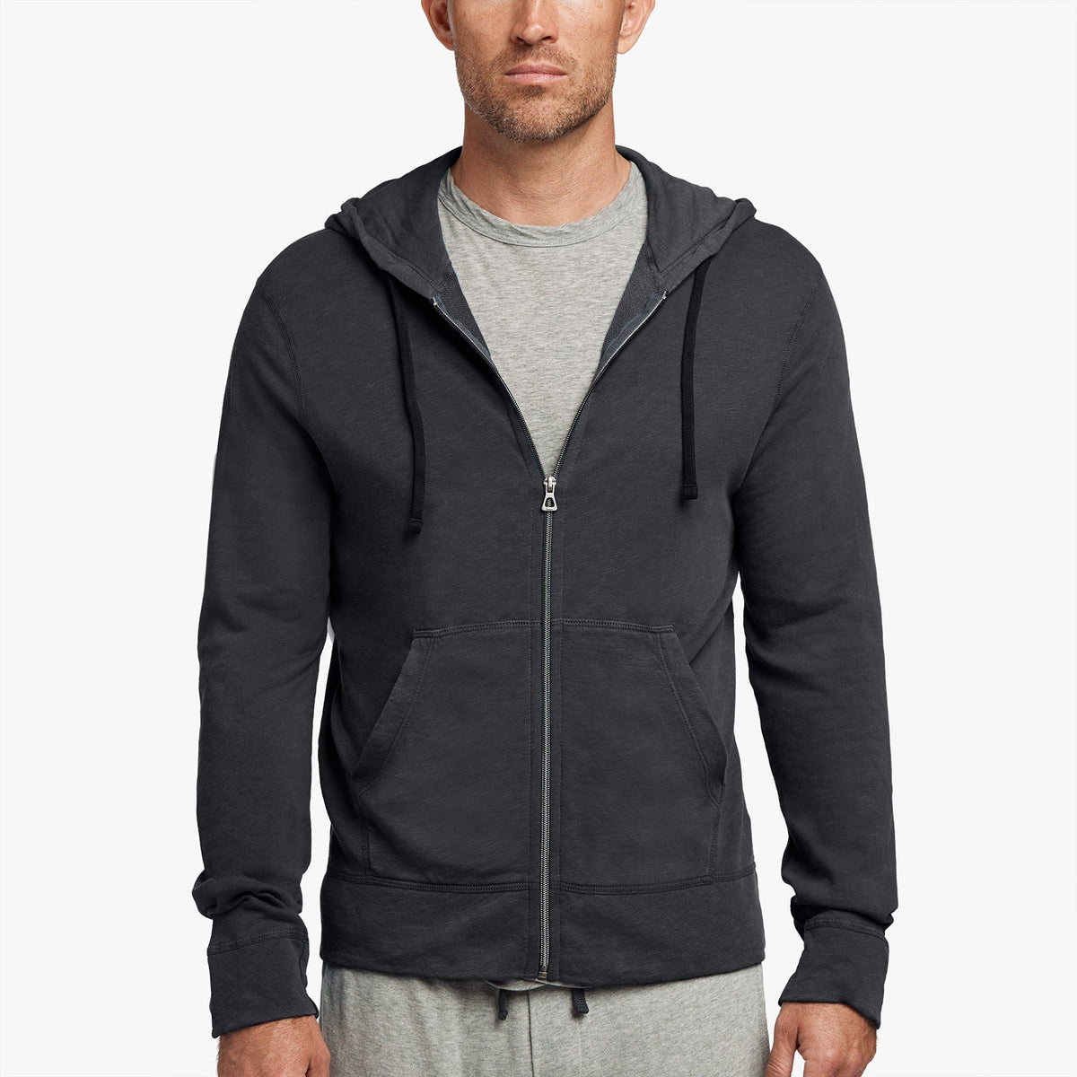 Vintage French Terry Zip Up Hoody in Magma Pigment | James Perse Los Angeles