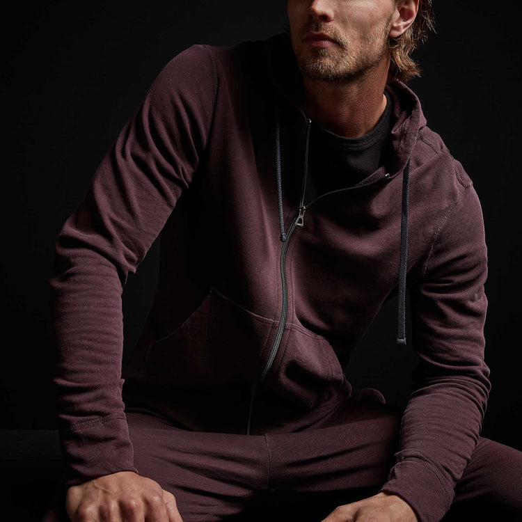 Vintage French Terry Zip Up Hoody in Napa Pigment | James Perse Los Angeles