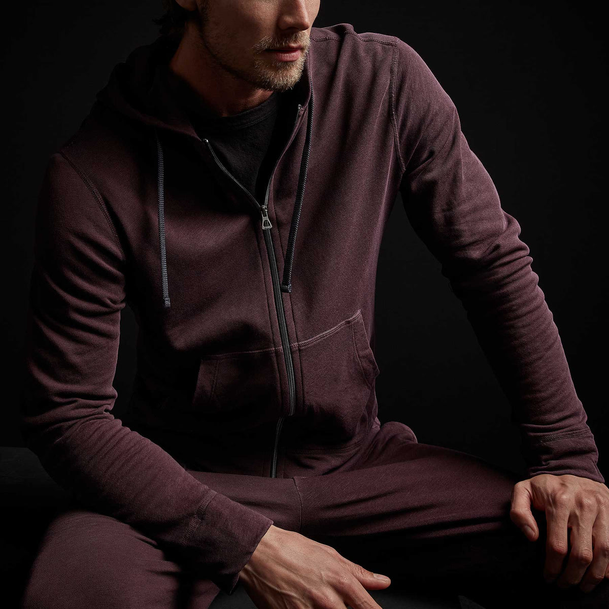Vintage French Terry Zip Up Hoody in Napa Pigment | James Perse Los Angeles