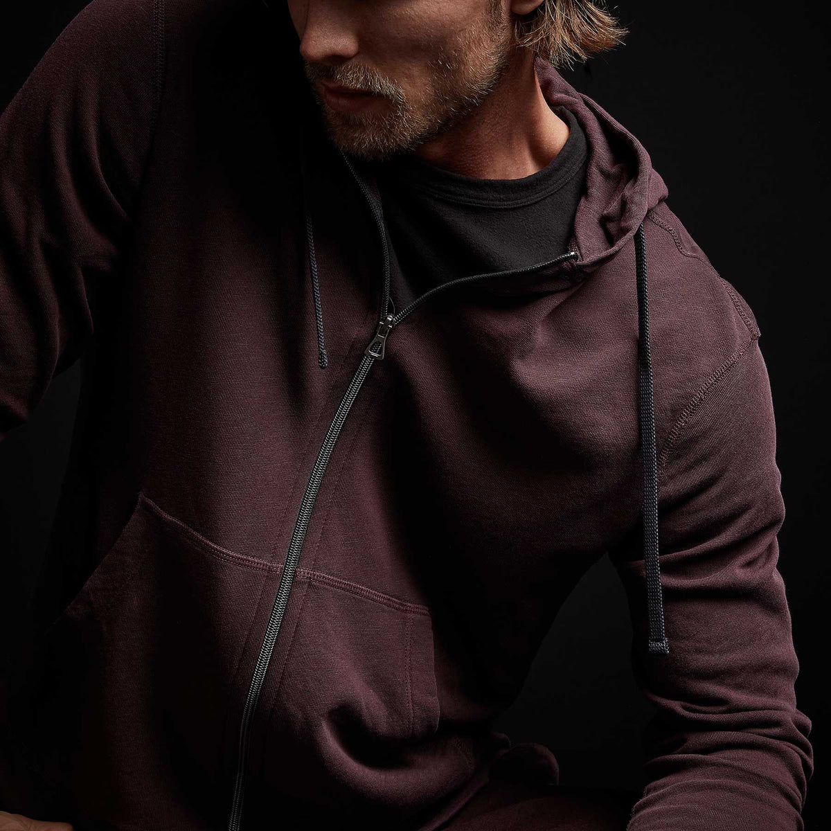 Vintage French Terry Zip Up Hoody in Napa Pigment | James Perse Los Angeles