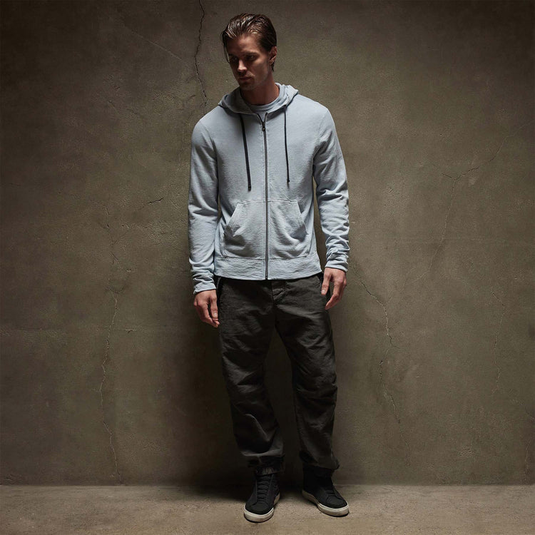 Vintage French Terry Zip Up Hoodie in Open Sky Pigment | James Perse Los Angeles