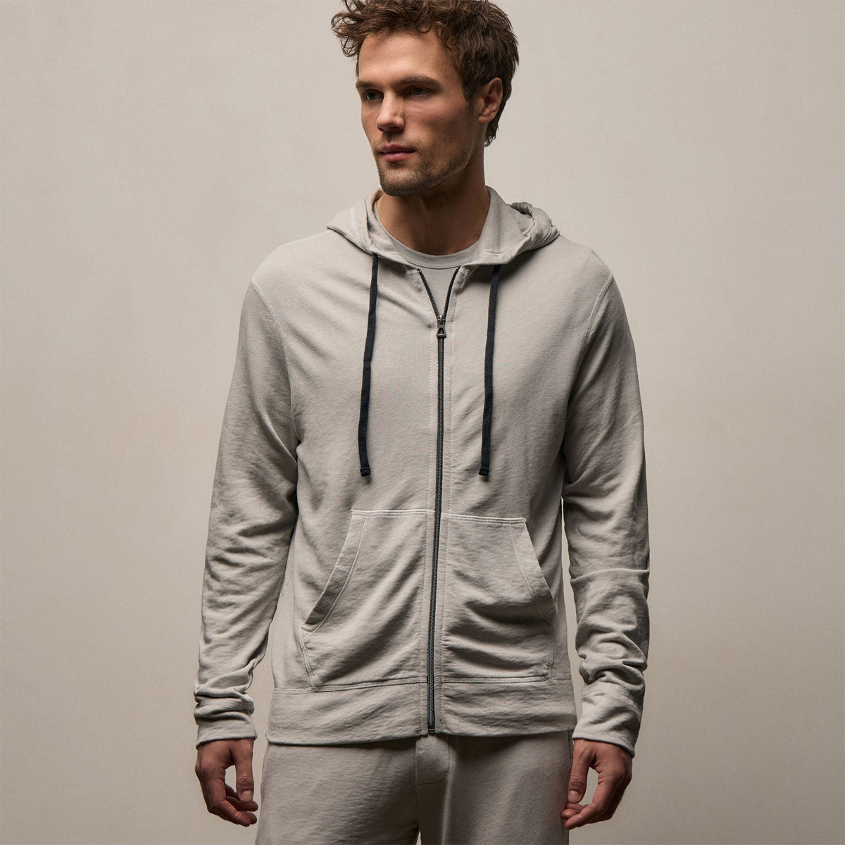 Vintage French Terry Zip Up Hoodie - Salt Pigment