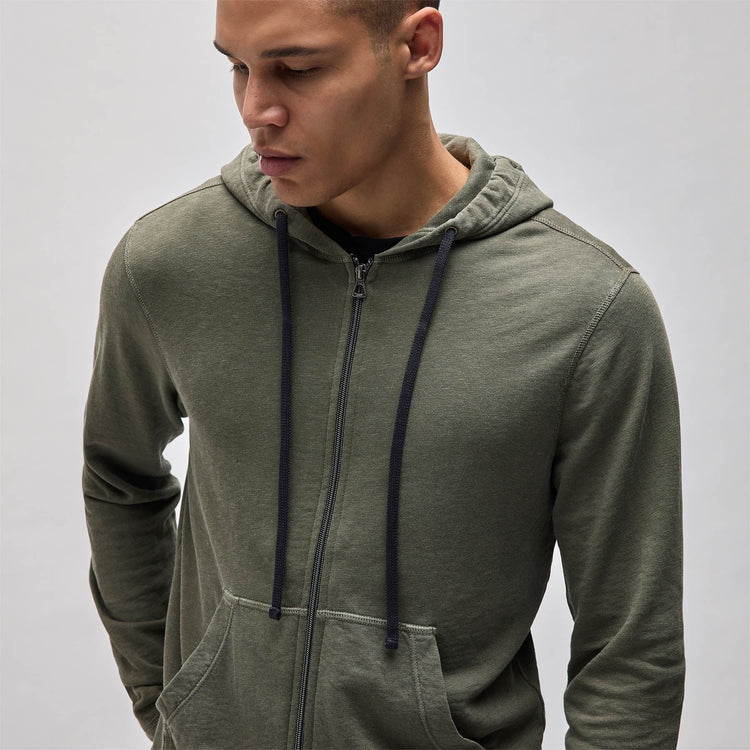 Vintage French Terry Zip Up Hoodie in Trooper Pigment | James Perse Los Angeles