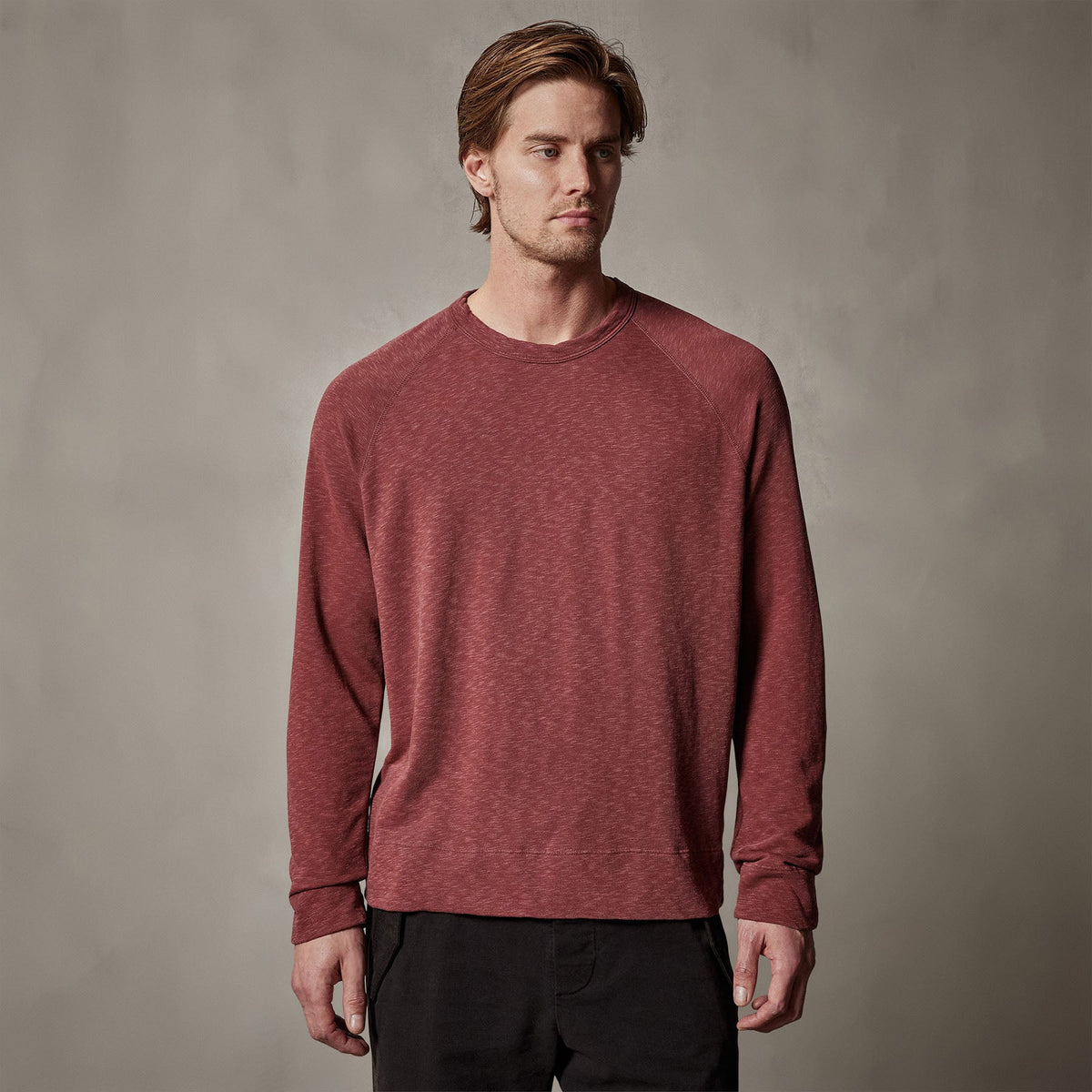 Vintage French Terry Sweatshirt in Claret Pigment | James Perse Los Angeles